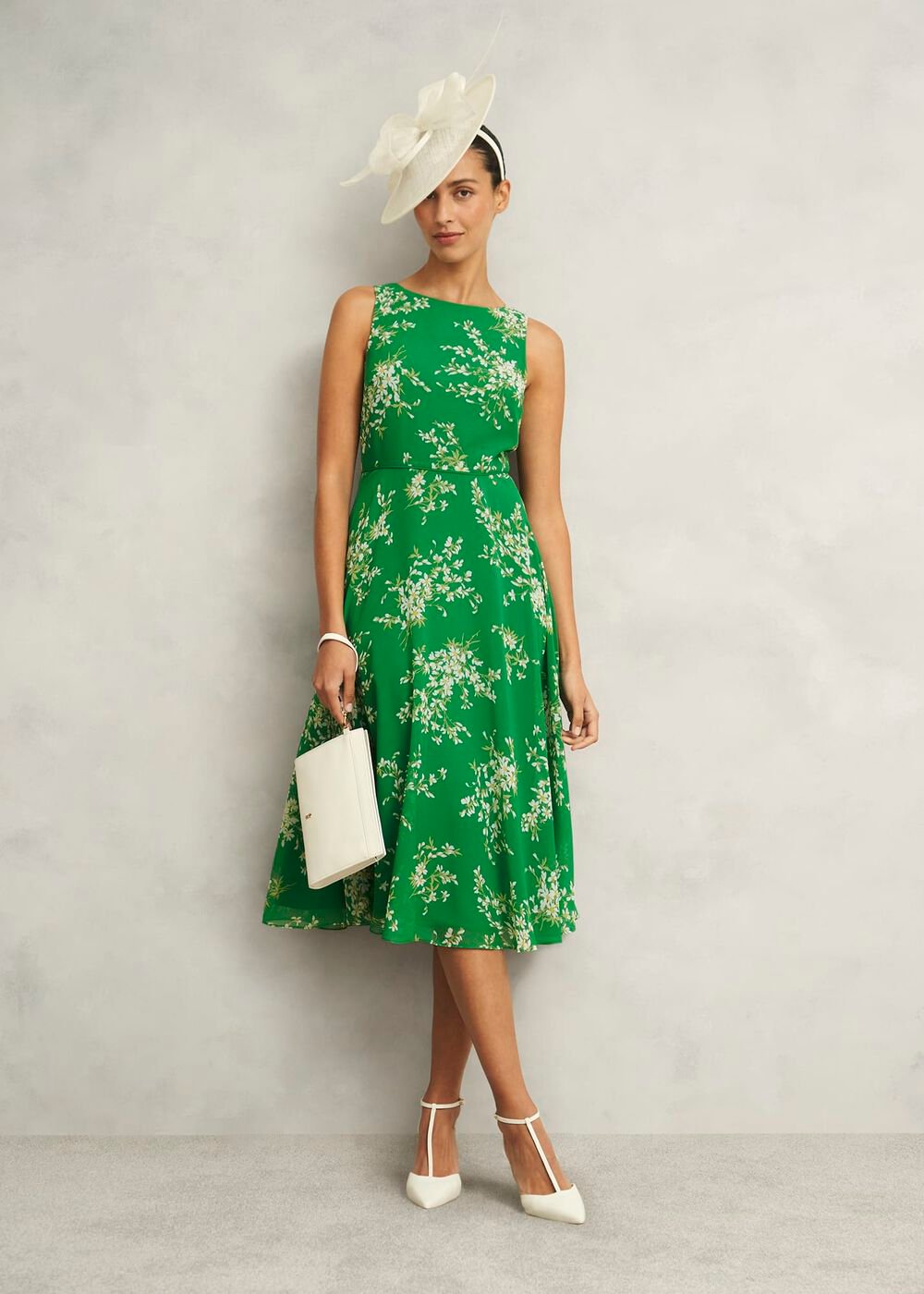 Carly Dress, Green Ivory, hi-res
