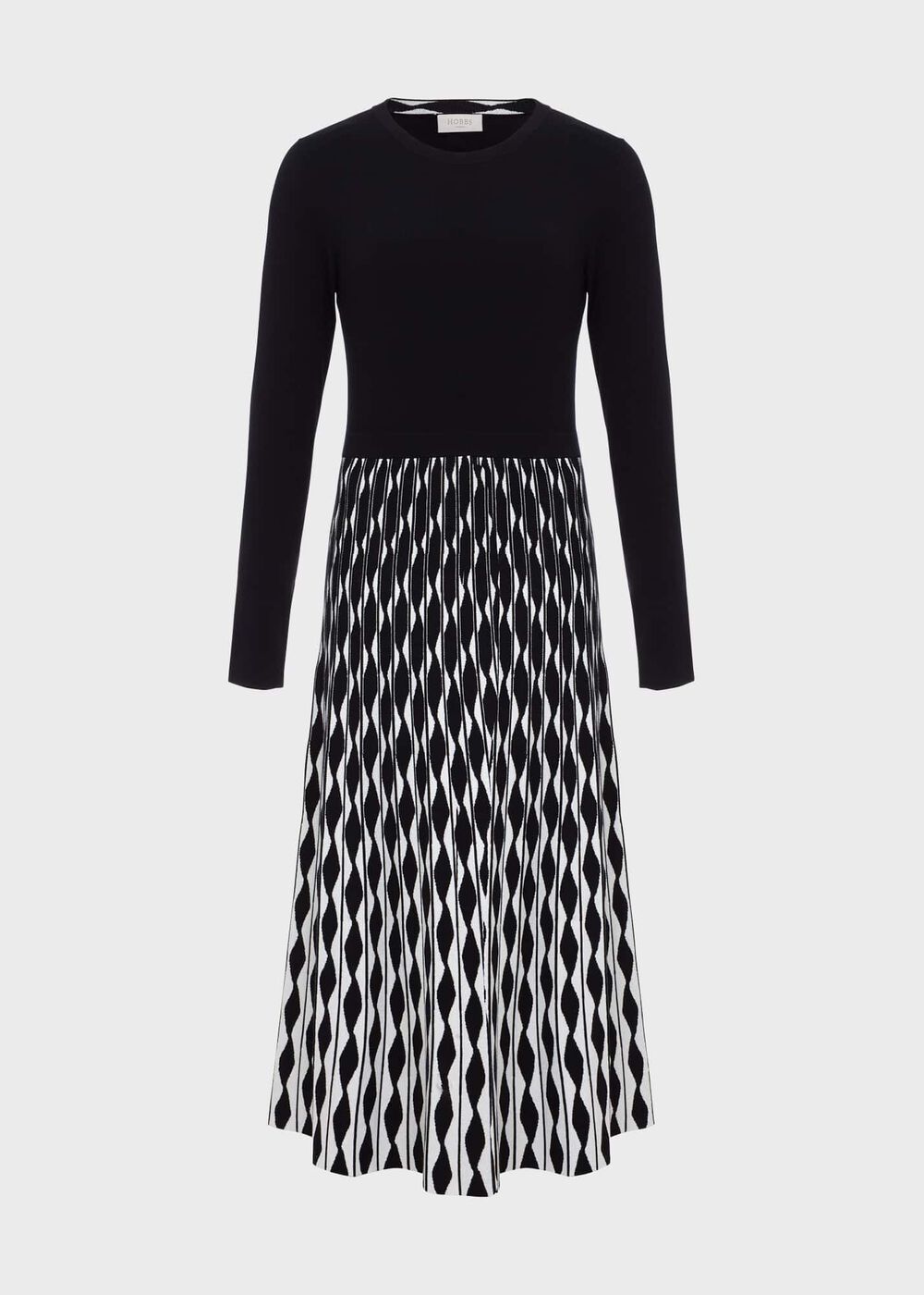 Larna Knitted Dress, Navy Ivory, hi-res