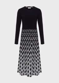 Larna Knitted Dress, Navy Ivory, hi-res