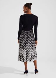 Larna Knitted Dress, Navy Ivory, hi-res