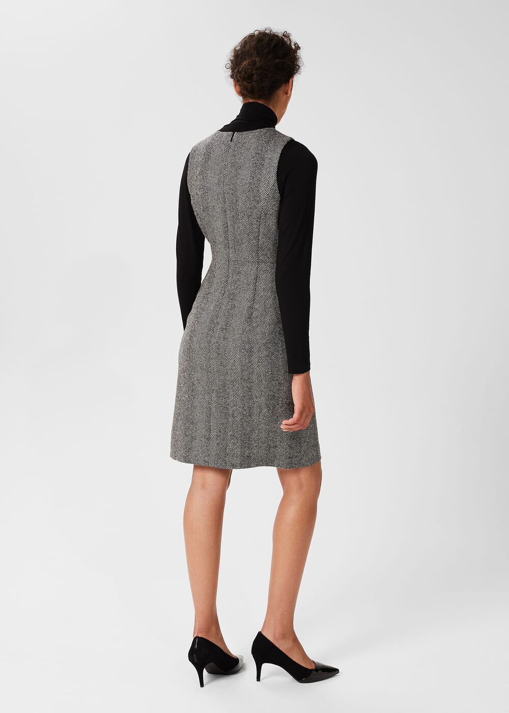 Lucia Wool Dress, Black Ivory, hi-res