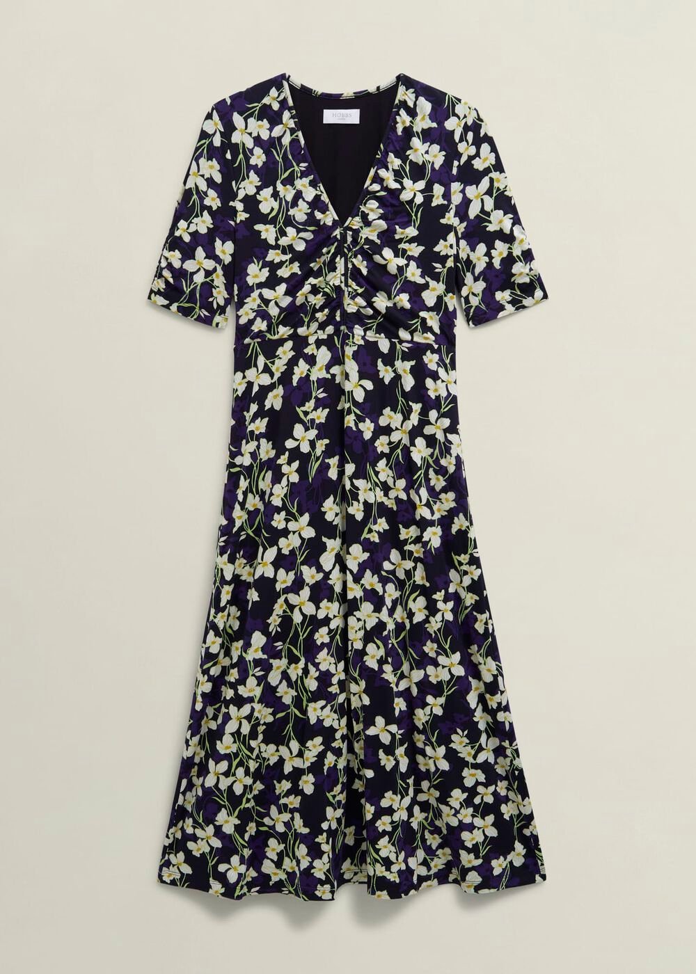 Navy Floral Peyton Jersey Midi Dress, Navy Multi, hi-res