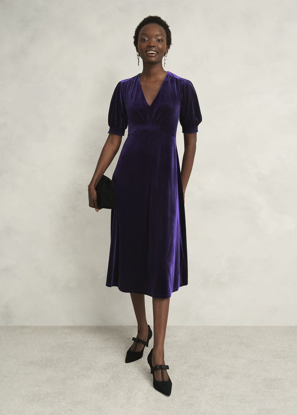 Dormer Velvet Dress, Midnight Purple, hi-res