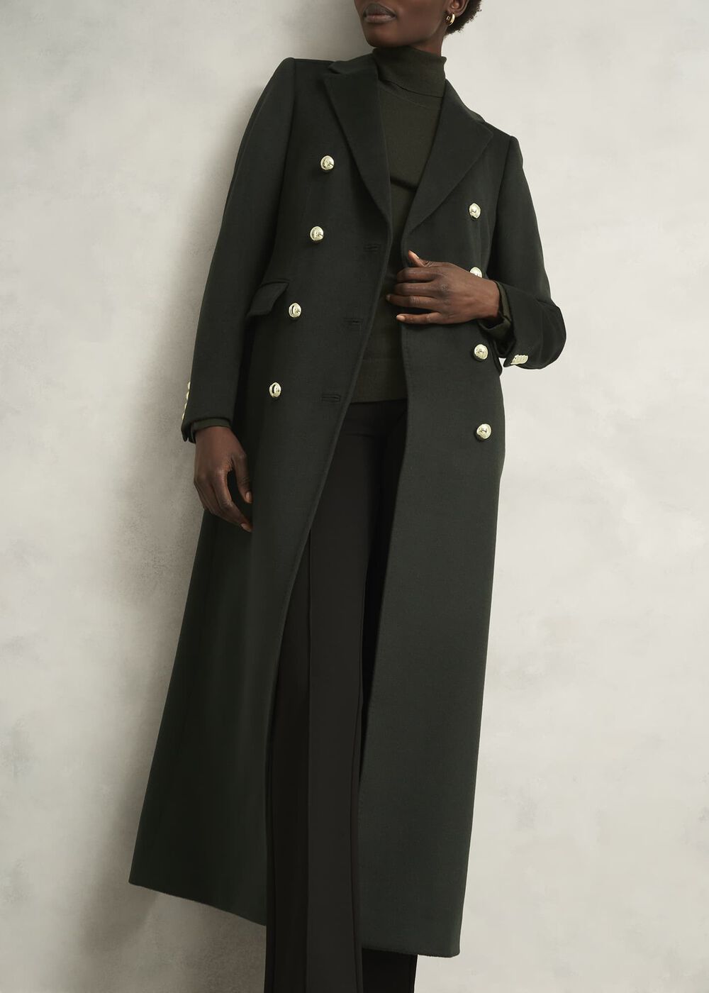 Richmond Wool Maxi Coat, Yew Green, hi-res