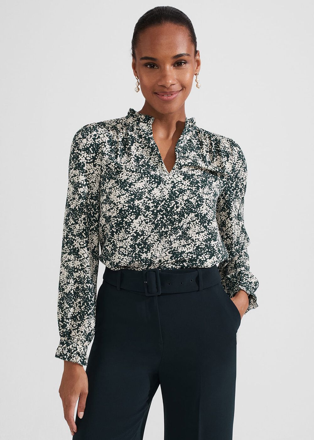 Delany Blouse, Green Ivory, hi-res