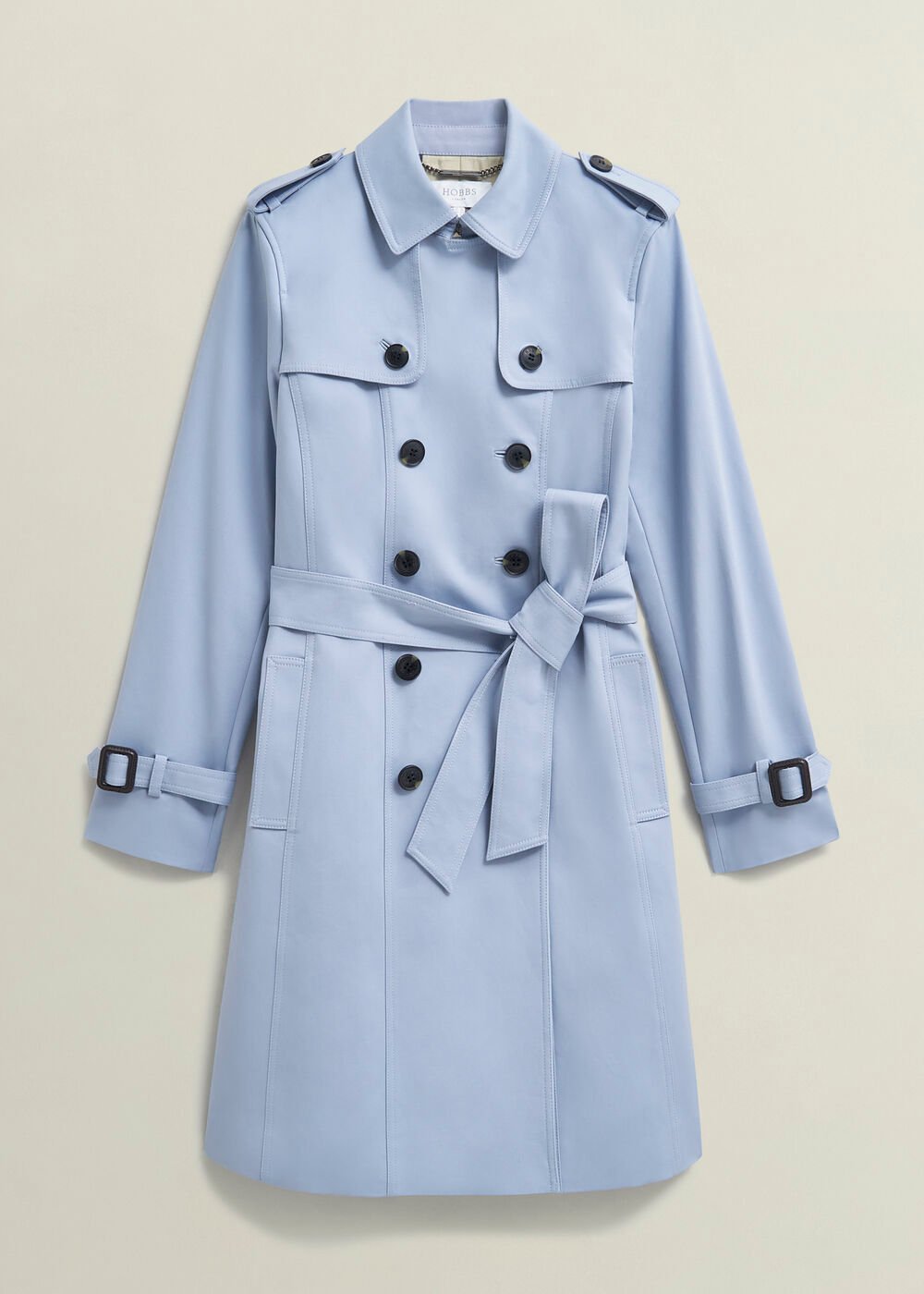 Petite Skylar Shower Resistant Trench Coat, Pale Blue, hi-res