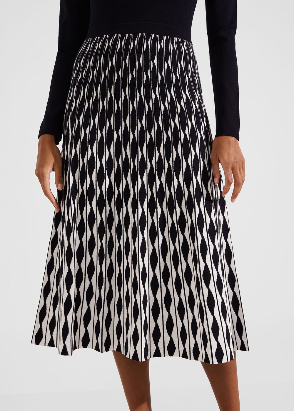 Larna Knitted Dress, Navy Ivory, hi-res