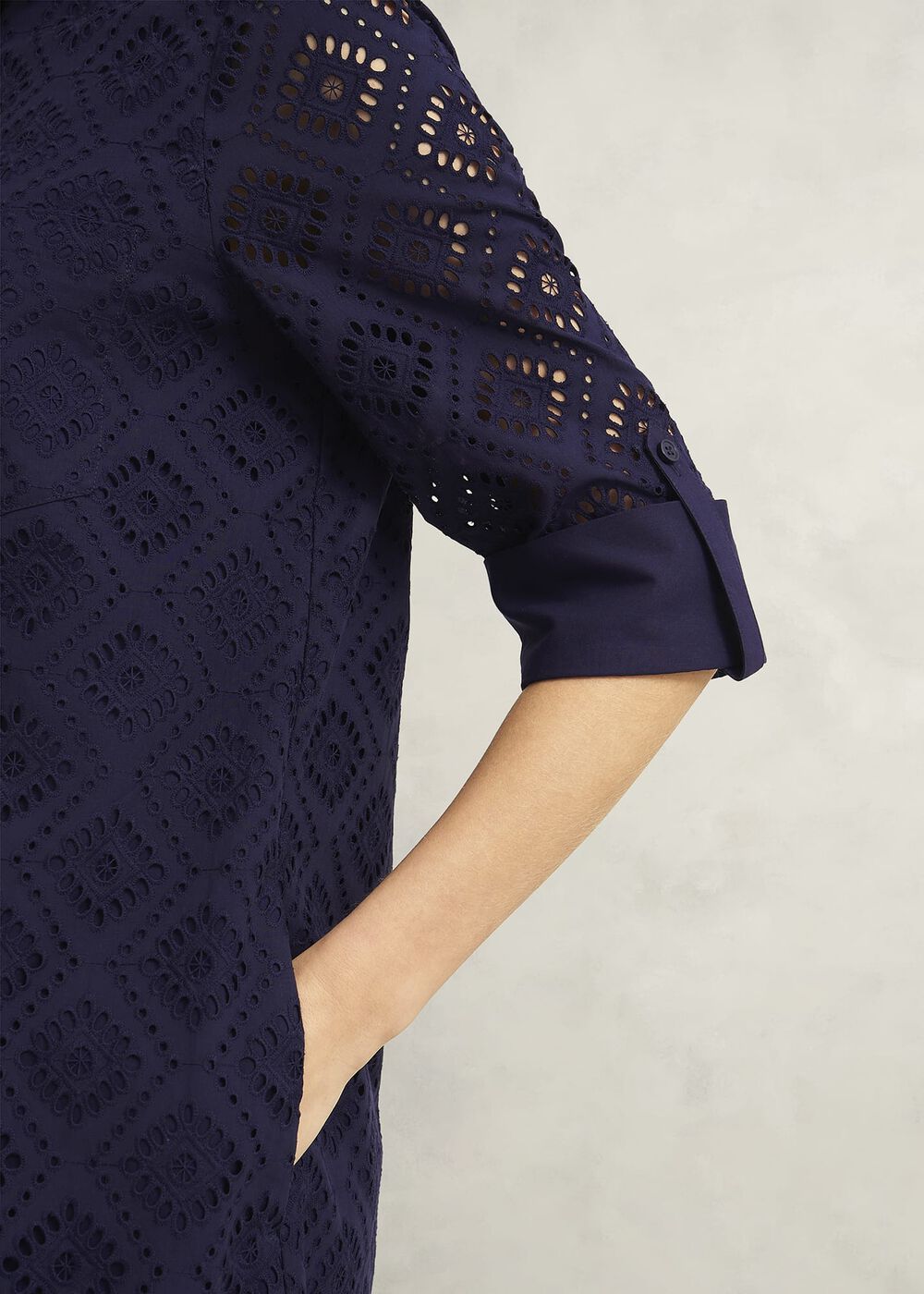 Petite Marcia Broderie Dress, True Navy, hi-res