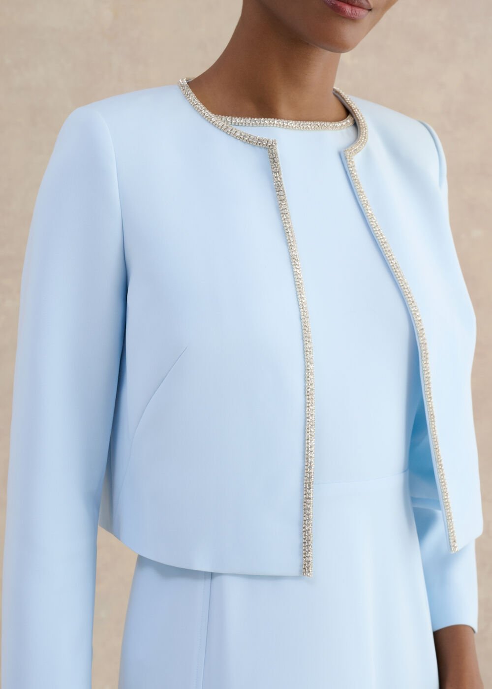 Beatrix Embellished Trimmed Jacket, Pale Blue, hi-res