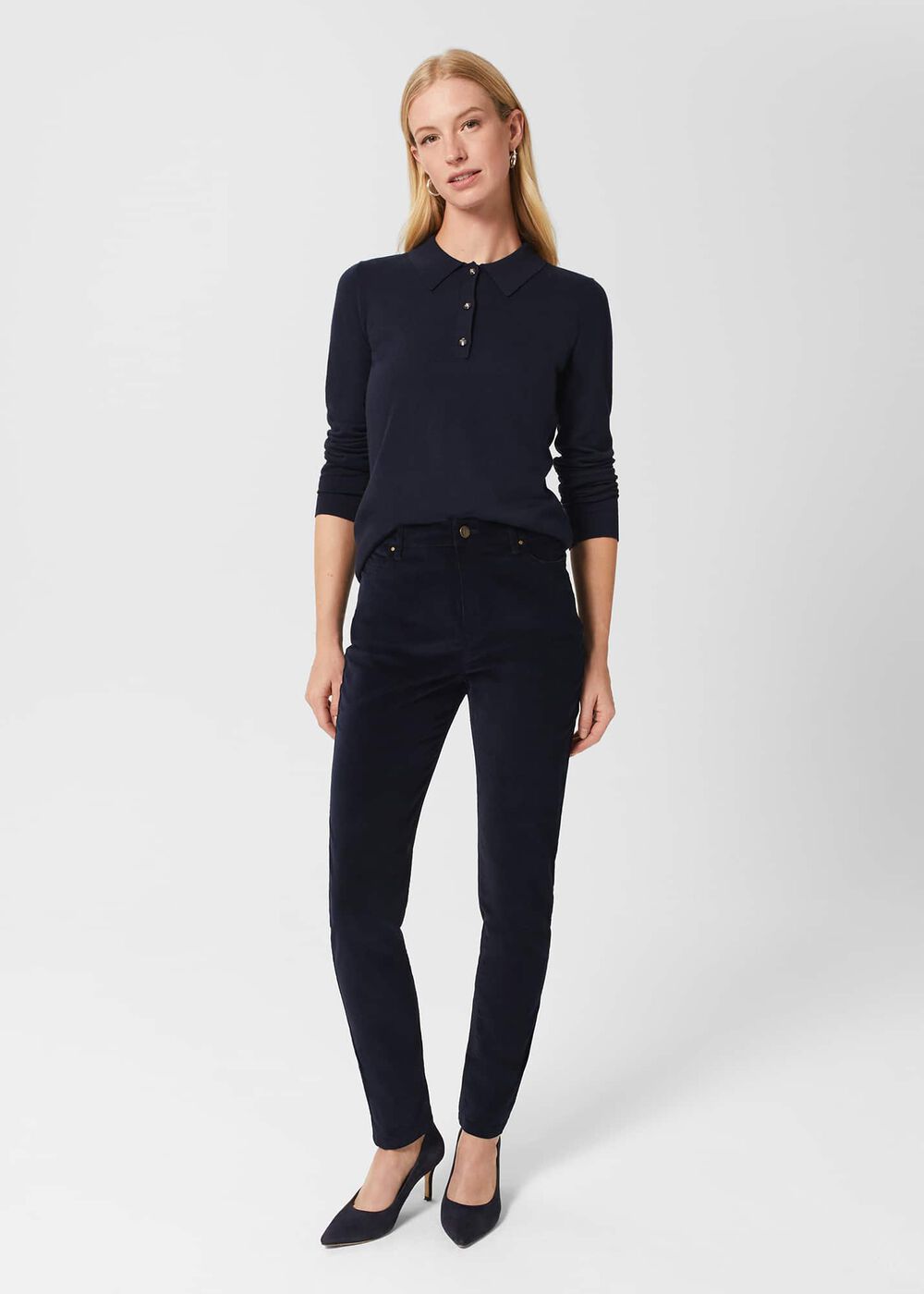 Gia Velvet Skinny Jeans , Navy, hi-res