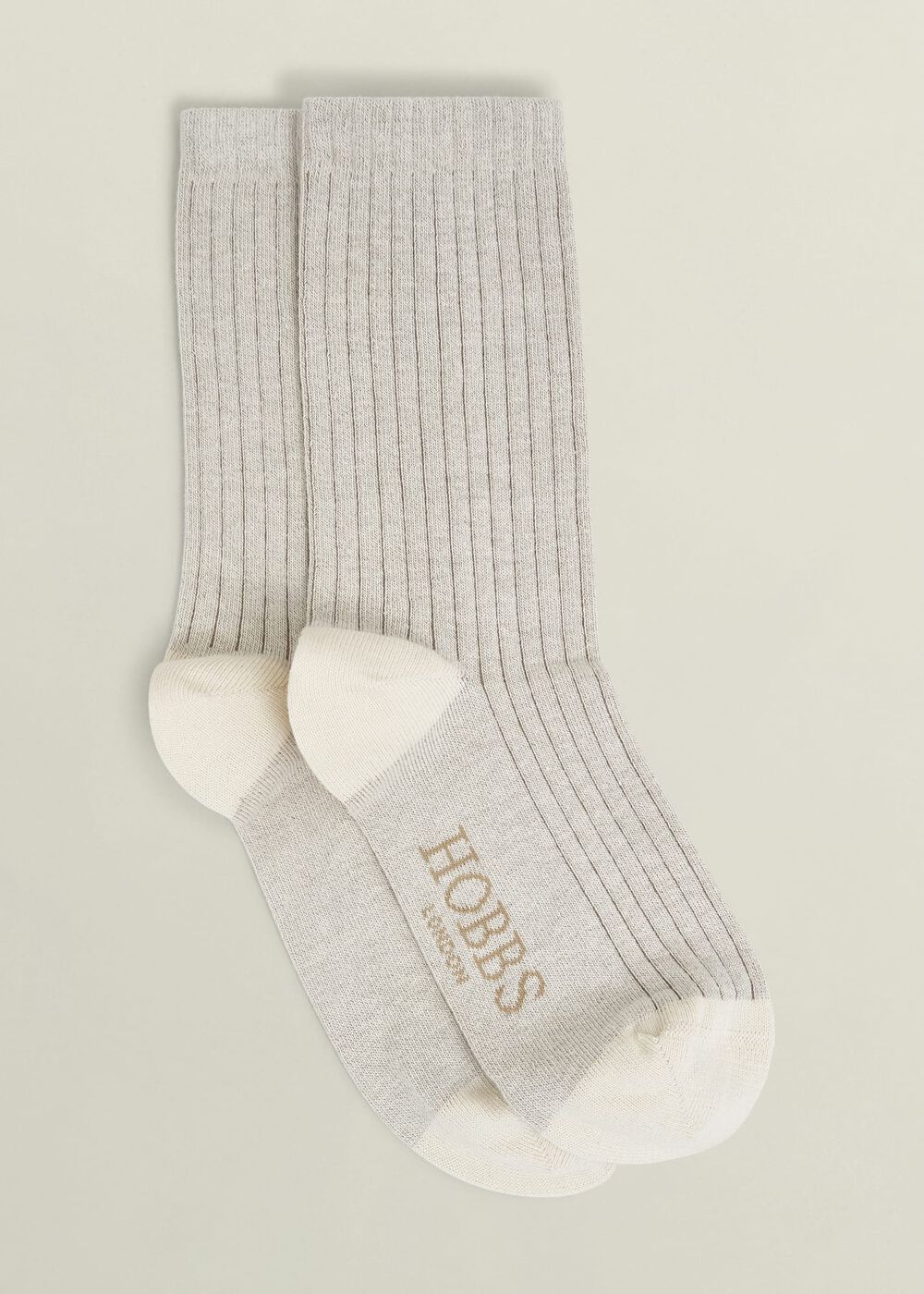 Ribbed Single Socks, Light Beige, hi-res