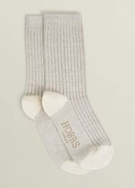 Ribbed Single Socks, Light Beige, hi-res