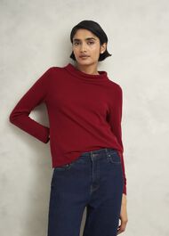 Audrey Wool Cashmere Jumper, Pomegranate, hi-res