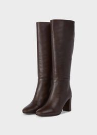 Anastasia Leather Knee High Boots, Dark Brown, hi-res