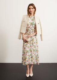 Tegan Silk Dress, Ivory Multi, hi-res