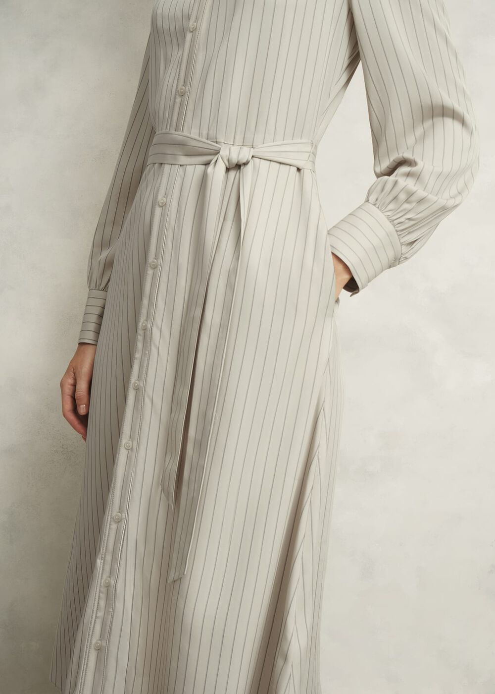 Neutral Eleanor Stripe Shirt Dress, Soft Beige, hi-res