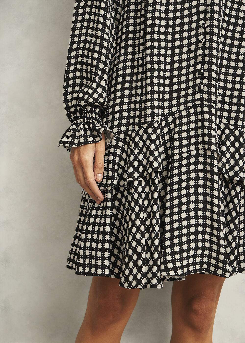 Hewlett Geo Mini Dress, Black Cream, hi-res