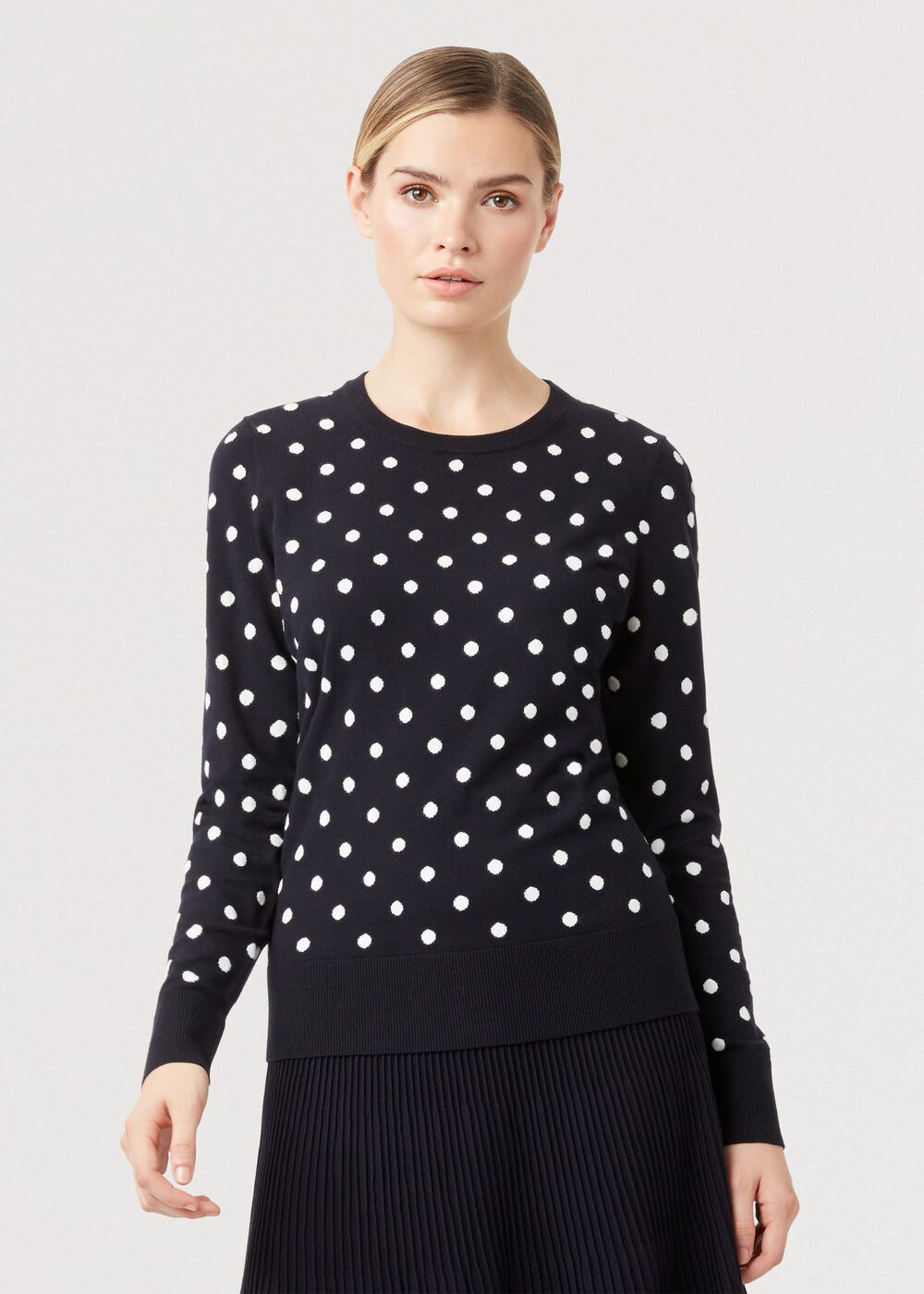 Athena Spot Sweater, Navy Ivory, hi-res