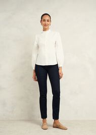 Trinity Cotton Blouse, White, hi-res