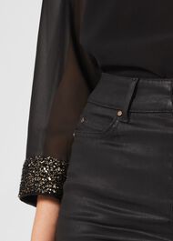 Alexandra Sequin Detail Top, Black, hi-res