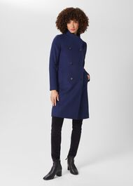 Johanna Wool Blend Coat, Deep Blue, hi-res