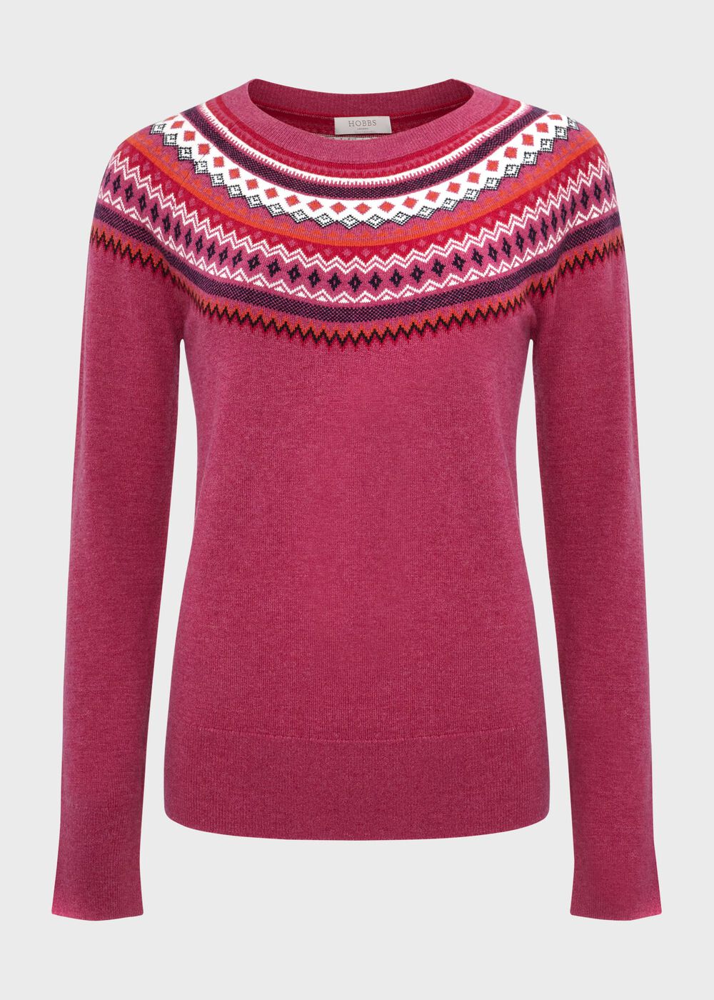 Greta Fairisle Sweater With Cashmere, Pink Multi, hi-res