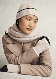 Acacia Knit Scarf, Beige Black, hi-res
