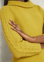 Camilla Cotton Sweater, Gold Chartreuse, hi-res