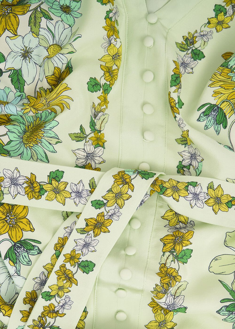 Ince Silk V Neck Floral Dress, Green Multi, hi-res