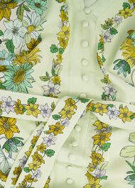 Ince Silk V Neck Floral Dress, Green Multi, hi-res