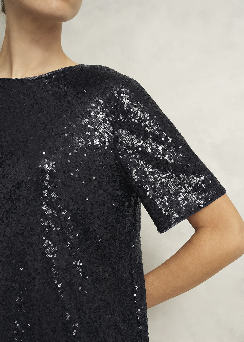 Lilibet Sparkle Sequin Short Sleeve Top, Hobbs Navy, hi-res