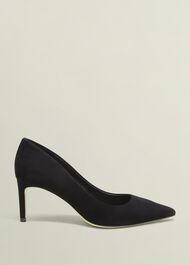 Leila Suede Court Shoes, Black, hi-res