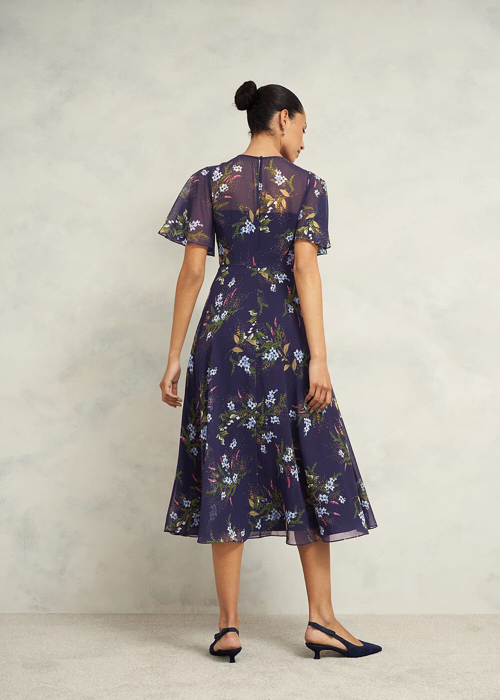 Petite Callie Midi Dress, Navy Multi, hi-res