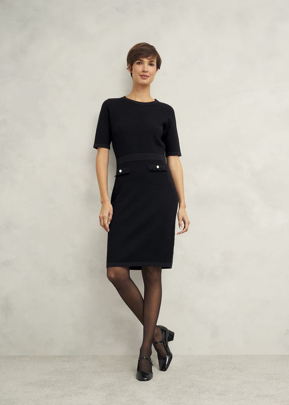 Petra Knitted Dress, Hobbs Black, hi-res