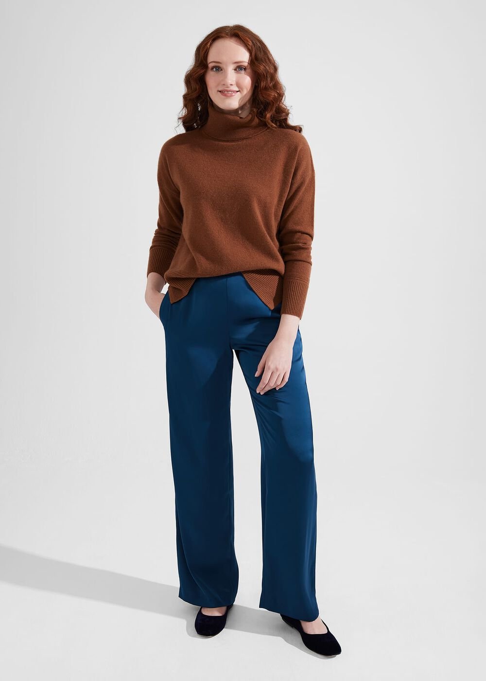 Delora Cashmere Roll Neck Sweater, Hobbs Vicuna, hi-res