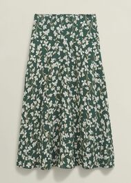 Dark Green Floral Kiara Midi Skirt, Green Multi, hi-res