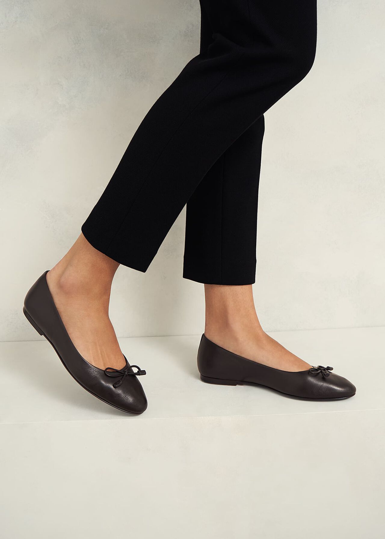 Priya Leather Ballerina, Black, hi-res