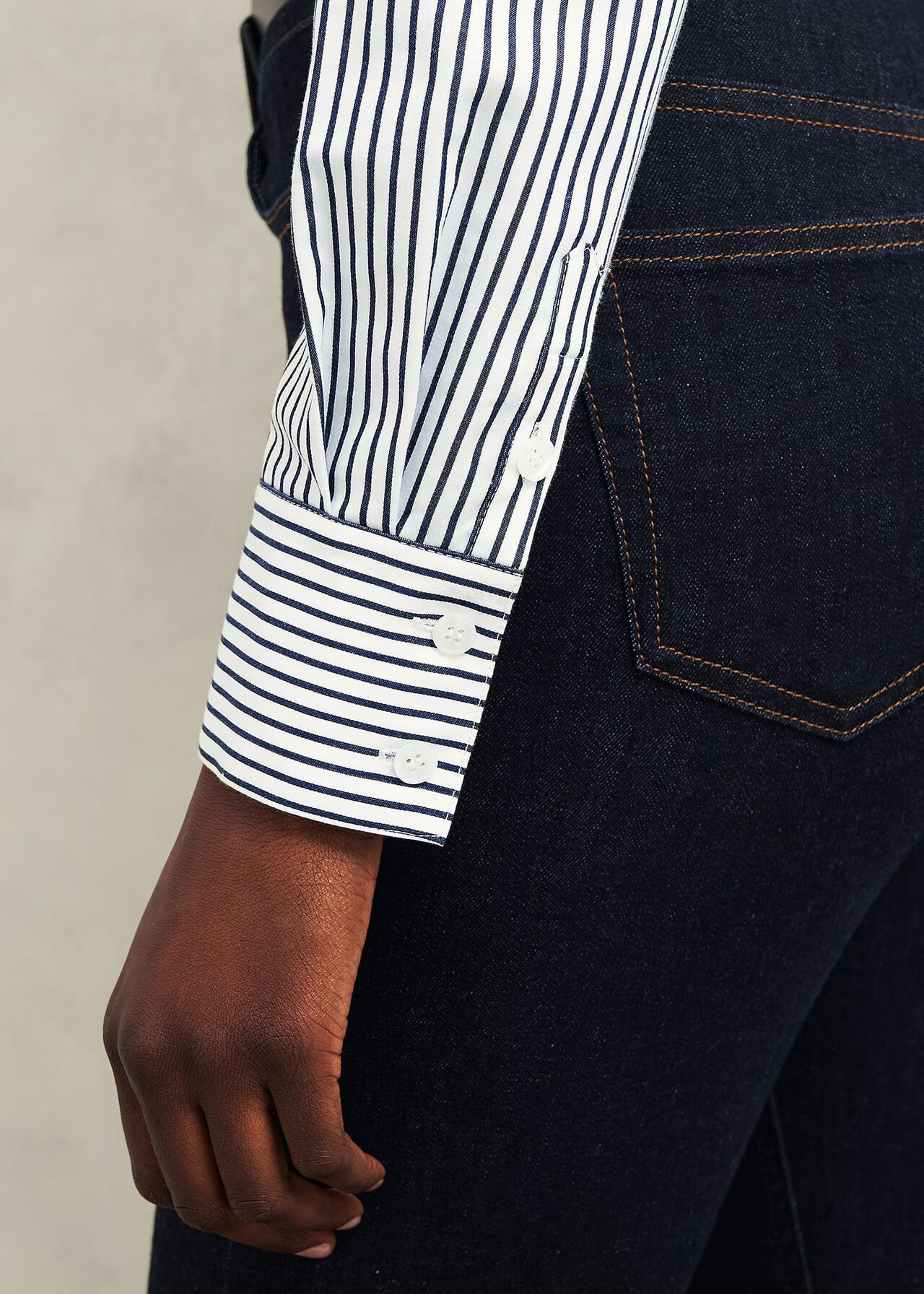 Victoria Cotton Blend Shirt, Blue White, hi-res