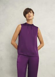 Eren Satin Blouse, Vibrant Purple, hi-res