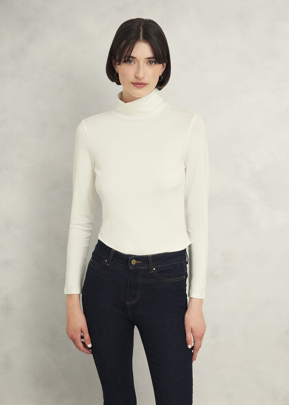 Mischa Roll Neck Top, Hobbs Ivory, hi-res