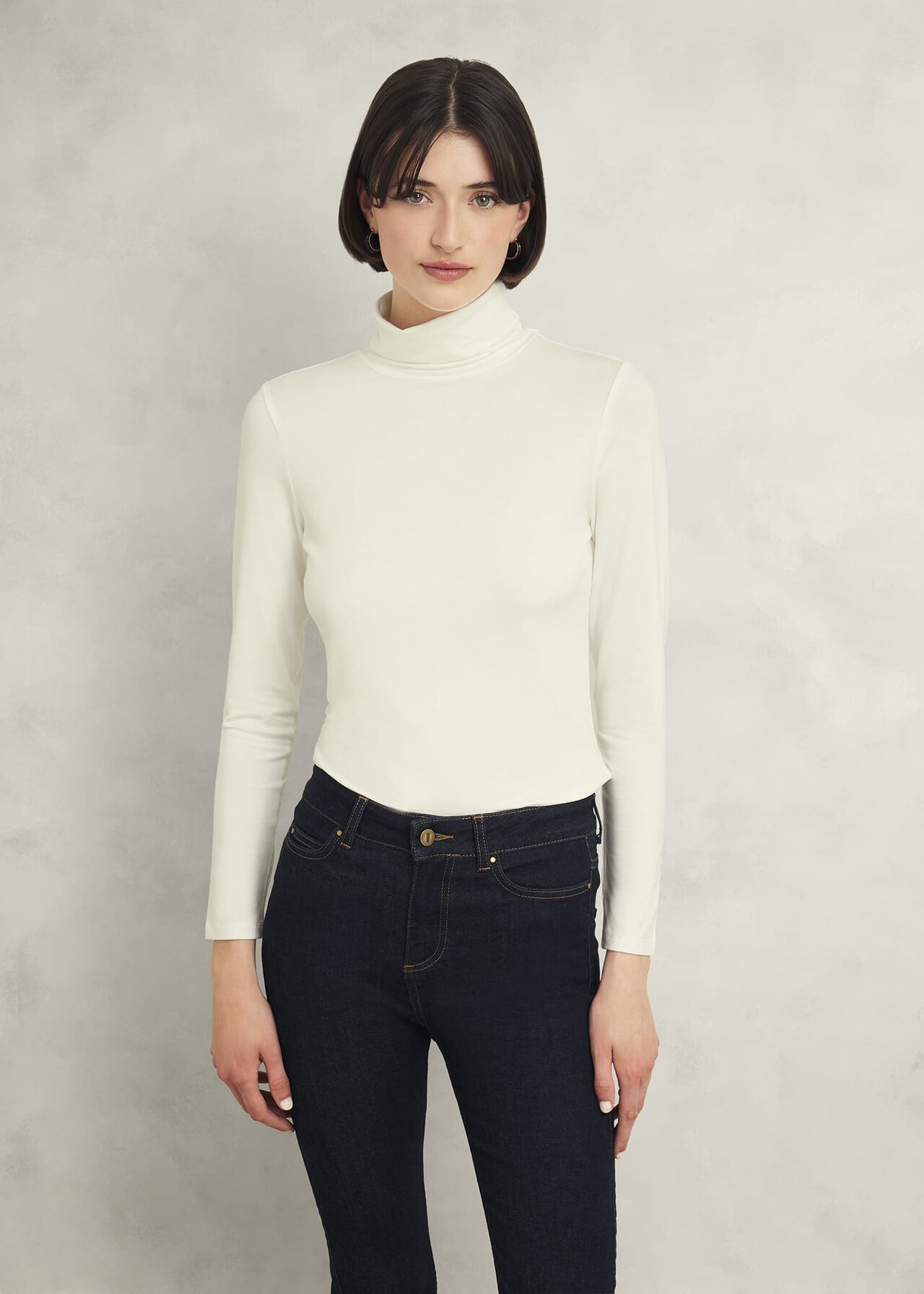 Mischa Roll Neck Top, Hobbs Ivory, hi-res