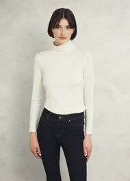 Mischa Roll Neck Top, Hobbs Ivory, hi-res