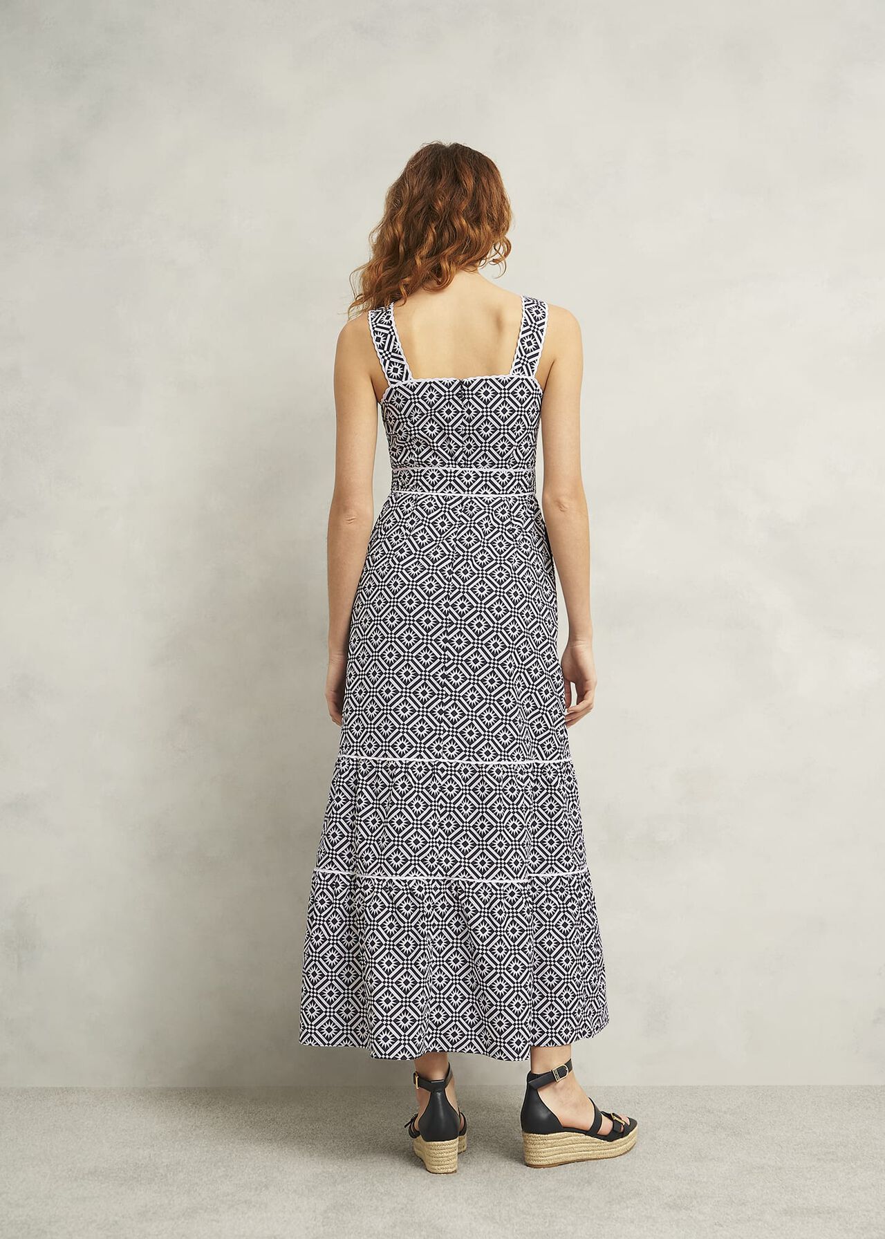 Kara Cotton Dress, Navy Ivory, hi-res