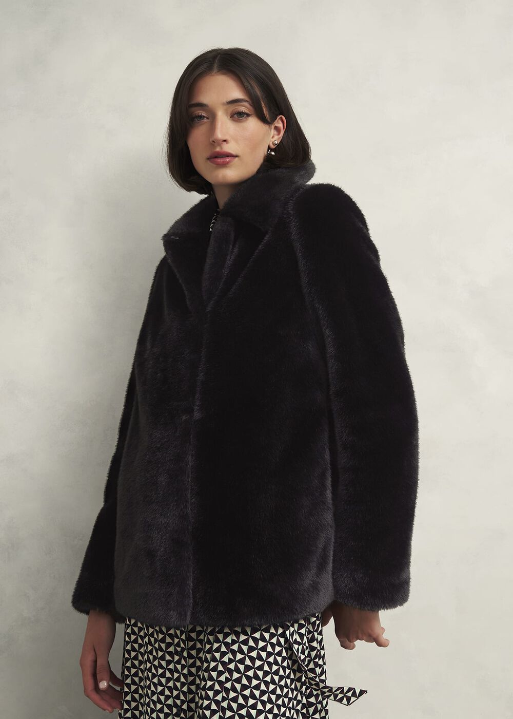 Dania Faux Fur Coat, Black, hi-res