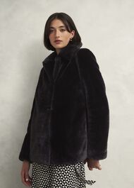 Dania Faux Fur Coat, Black, hi-res