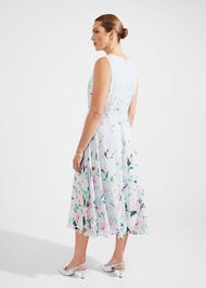 Petite Carly Floral Midi Dress, Pale Blue Multi, hi-res