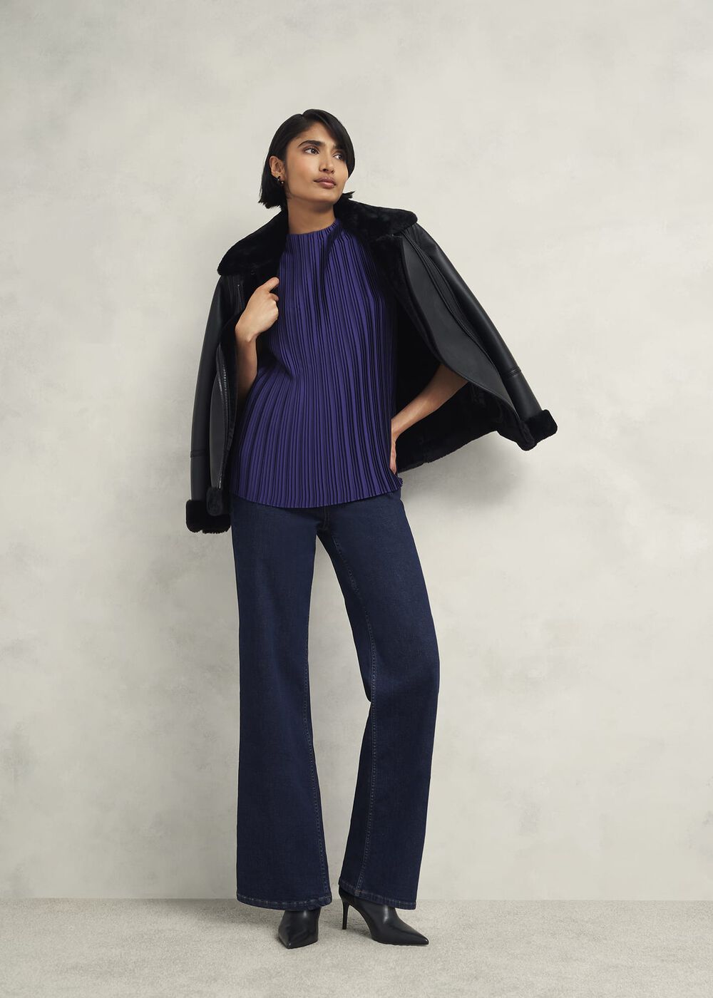 Orla Pleated Blouse, Rich Blue, hi-res