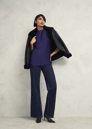 Orla Pleated Blouse, Rich Blue, hi-res