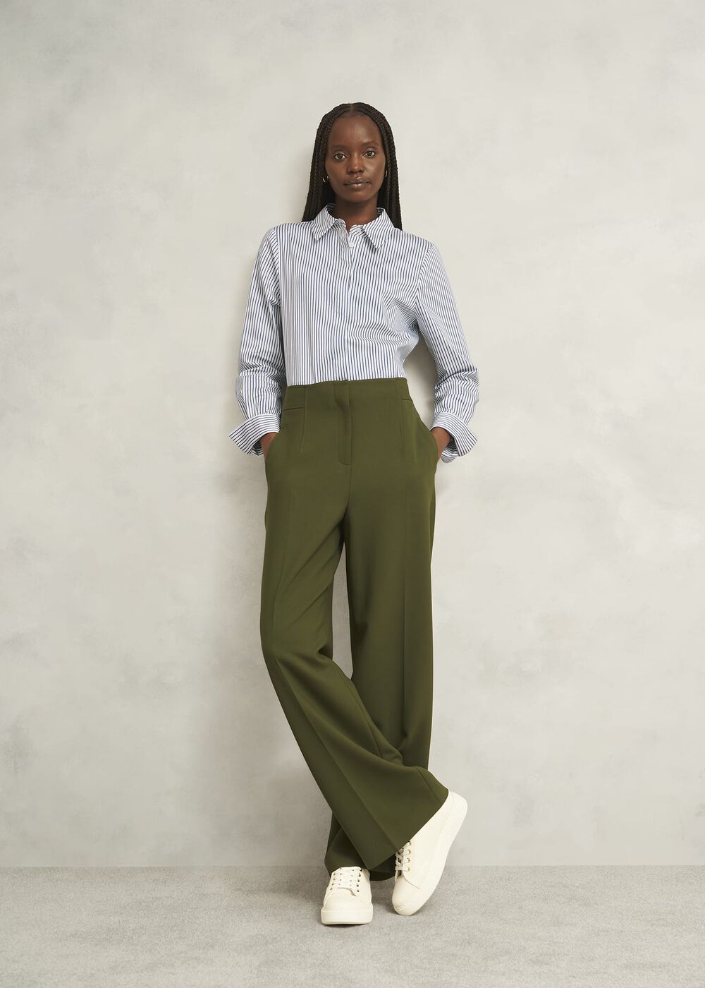 Andra Cotton Blend Shirt, White Navy, hi-res