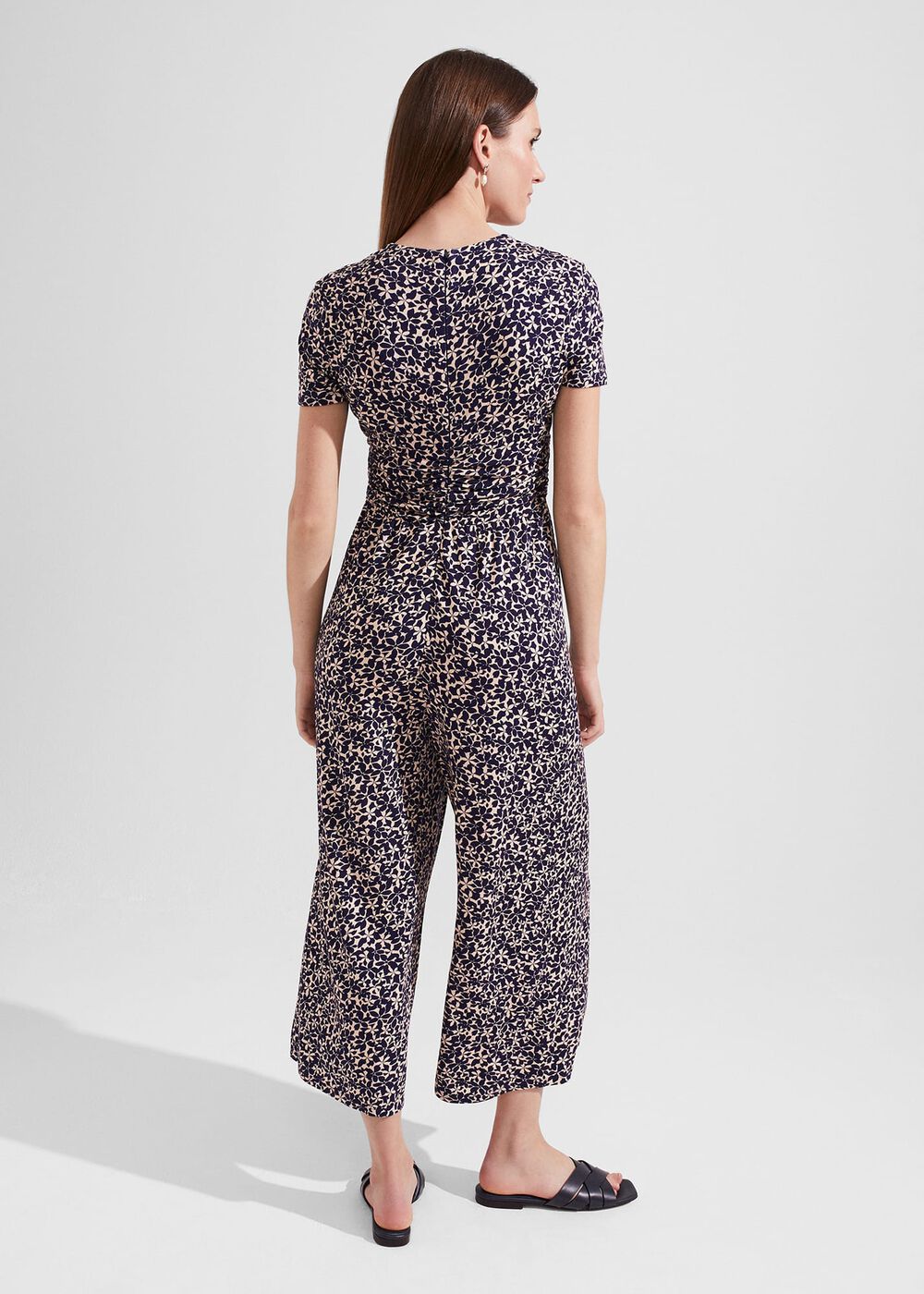 Dina Wrap Floral Jumpsuit, Navy Cream, hi-res